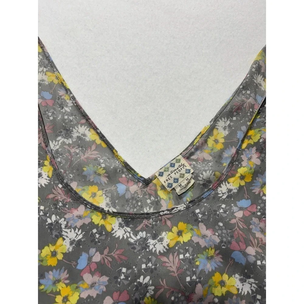Free People Intimately Floral Camisole Tank Top Gray Ditsy Print Womens Medium